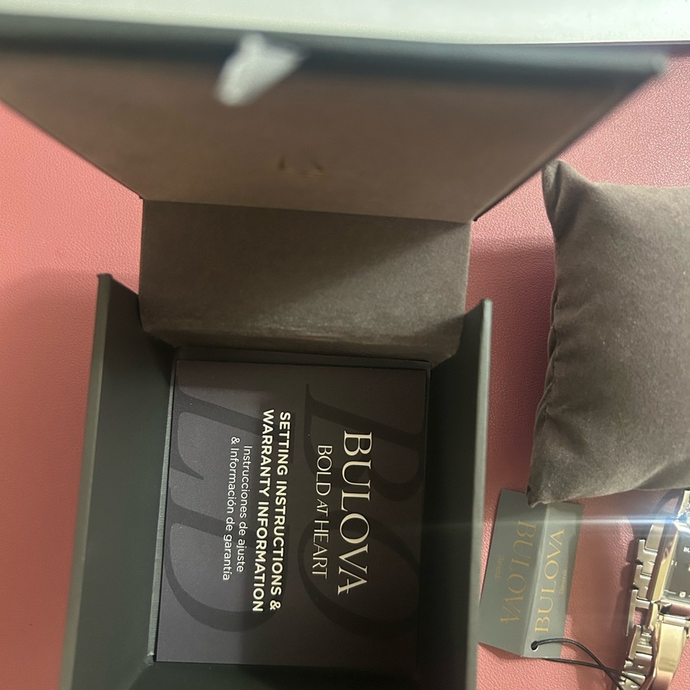 New Bulova Silver Rectangular Face Watch With Sta… - image 4